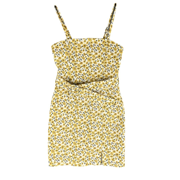 FOREVER 21 Dresses & Skirts - Forever 21 Sunflower Floral Mini Dress w/ Belt Yellow 90s Cottagecore Small